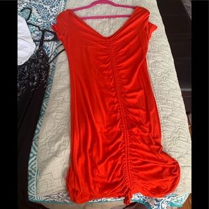 Bright Red Ruched Mini dress